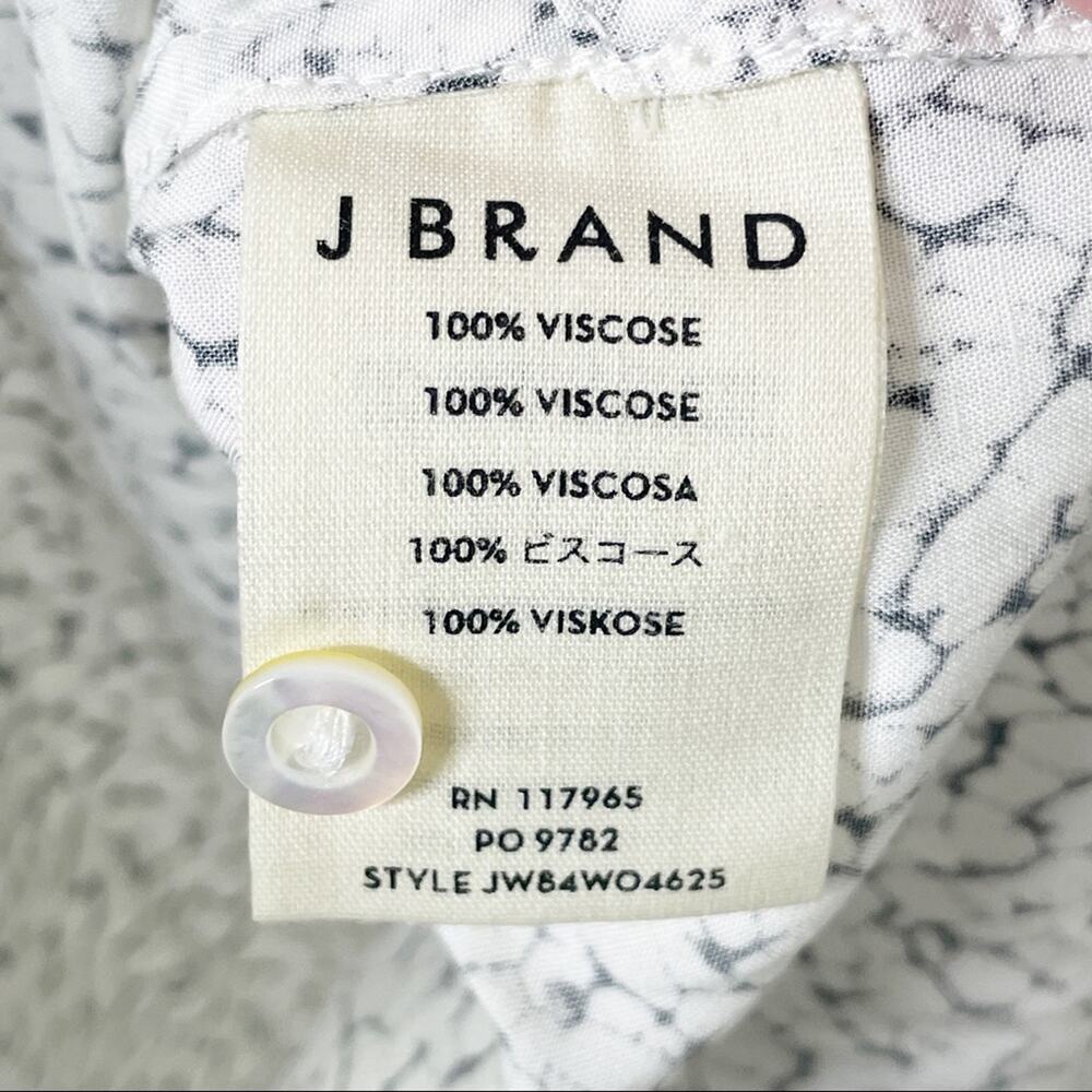 J Brand Printed Popover Collared Blouse Black White Size Large - Picture 9 of 9